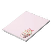 Bloc-note Gâteau Cupcake Ruban Rose Cœurs Rouges   (Tourné)