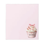 Bloc-note Gâteau Cupcake Ruban Rose Cœurs Rouges   (Devant)