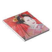 Bloc-note Geisha avec parapluie rouge peinture d'art origina (Incliné)