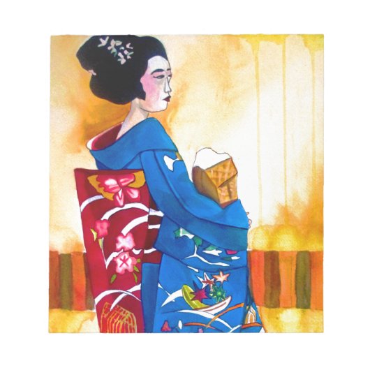 Bloc-note Geisha japonais avec kimono bleu (Devant)