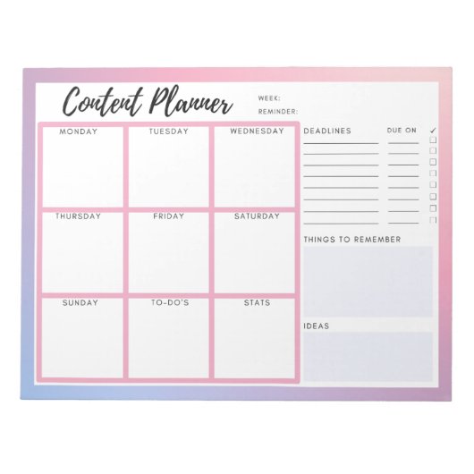 Bloc-note Gestionnaire de contenu (Devant)