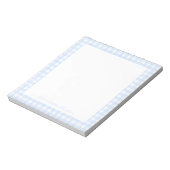 Bloc-note Gingham Bleu Poussiéreux Nom Personnalisé (Tourné)
