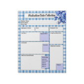 Bloc-note Gingham Floral Bleu _ Collection de données sur le (Tourné)