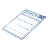 Bloc-note Gingham Floral Bleu _ Concept de planification de (Incliné)