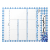 Bloc-note Gingham Floral Bleu _ Concept de planification de (Devant)