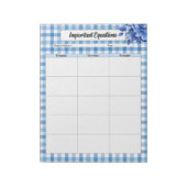 Bloc-note Gingham Floral Bleu _ Équations Importantes (Tourné)