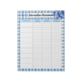 Bloc-note Gingham Floral Bleu _ Évaluation d'intervention (Tourné)