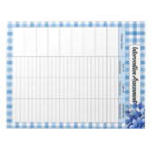 Bloc-note Gingham Floral Bleu _ Évaluation d'intervention (Devant)