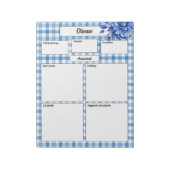 Bloc-note Gingham Floral Bleu _ Maladie Temp 1 (Tourné)
