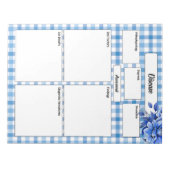 Bloc-note Gingham Floral Bleu _ Maladie Temp 1 (Devant)
