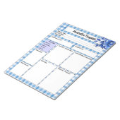 Bloc-note Gingham Floral Bleu _ Modèle de Médicament (Incliné)