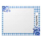 Bloc-note Gingham Floral Bleu _ Notes Importantes (Devant)