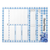 Bloc-note Gingham Floral Bleu _ Planification Clinique (Devant)