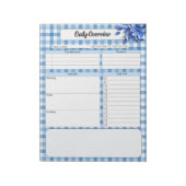 Bloc-note Gingham Floral Bleu_ Présentation Quotidienne (Tourné)