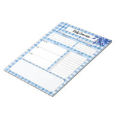 Bloc-note Gingham Floral Bleu_ Présentation Quotidienne (Incliné)