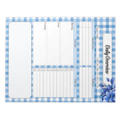 Bloc-note Gingham Floral Bleu_ Présentation Quotidienne (Devant)