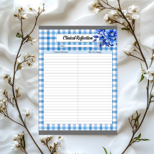 Bloc-note Gingham Floral Bleu_ Réflexion Clinique