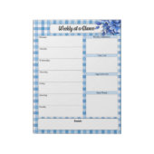 Bloc-note Gingham Floral Bleu_ Semaine en un coup d'œil (Tourné)