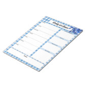 Bloc-note Gingham Floral Bleu_ Semaine en un coup d'œil (Incliné)