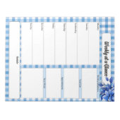Bloc-note Gingham Floral Bleu_ Semaine en un coup d'œil (Devant)
