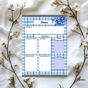 Bloc-note Gingham Floral Bleu _ Temp de maladie 2