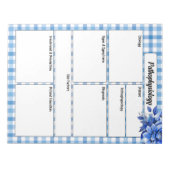 Bloc-note Gingham Floral Bleu_ Temp de Physiopathologie (Devant)