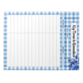 Bloc-note Gingham Floral Bleu _ Termes clés à retenir (Devant)