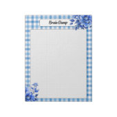Bloc-note Gingham Floral Bleu_ Vidange Cérébrale (Tourné)