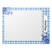 Bloc-note Gingham Floral Bleu_ Vidange Cérébrale (Devant)