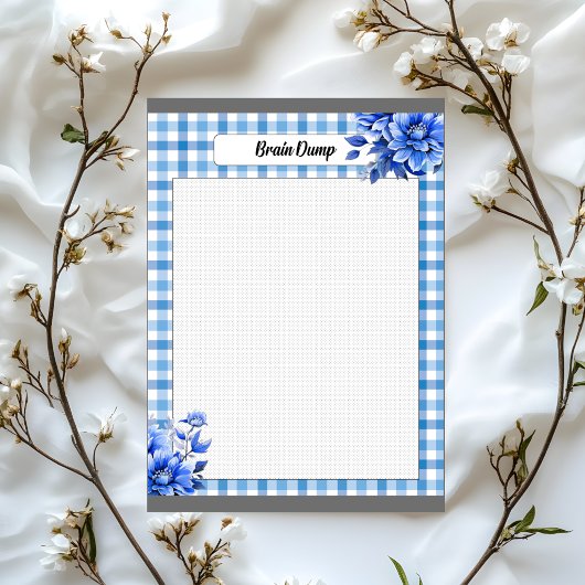 Bloc-note Gingham Floral Bleu_ Vidange Cérébrale