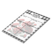 Bloc-note Gingham floral noir et blanc_ Compétences infirmiè (Incliné)