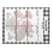 Bloc-note Gingham floral noir et blanc_ Compétences infirmiè (Devant)