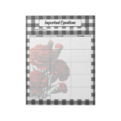 Bloc-note Gingham floral noir et blanc _ Équations important (Tourné)