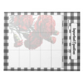 Bloc-note Gingham floral noir et blanc _ Équations important (Devant)