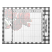 Bloc-note Gingham floral noir et blanc _ Horaire clinique (Devant)