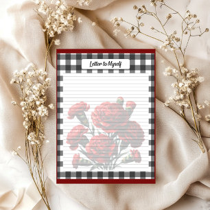 Bloc-note Gingham floral noir et blanc_ Lettre à moi-même