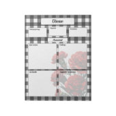 Bloc-note Gingham floral noir et blanc_ Maladie Temp 1 (Tourné)