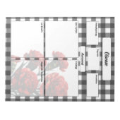 Bloc-note Gingham floral noir et blanc_ Maladie Temp 1 (Devant)