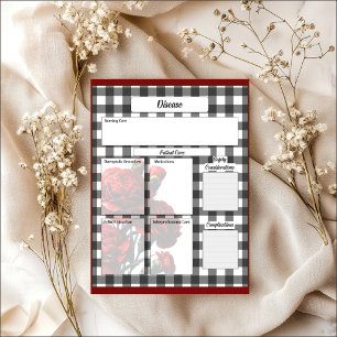 Bloc-note Gingham floral noir et blanc_ Maladie Temp 2