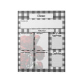 Bloc-note Gingham floral noir et blanc_ Maladie Temp 2 (Tourné)
