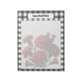 Bloc-note Gingham floral noir et blanc _ Notes importantes (Tourné)