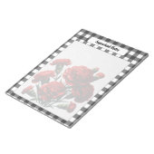 Bloc-note Gingham floral noir et blanc _ Notes importantes (Incliné)