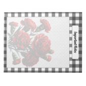 Bloc-note Gingham floral noir et blanc _ Notes importantes (Devant)