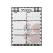 Bloc-note Gingham floral noir et blanc_ Pathophysiologie Tem (Tourné)