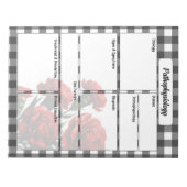 Bloc-note Gingham floral noir et blanc_ Pathophysiologie Tem (Devant)