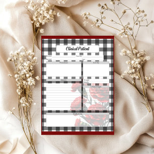 Bloc-note Gingham floral noir et blanc _ Patient clinique