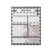 Bloc-note Gingham floral noir et blanc _ Patient clinique (Tourné)