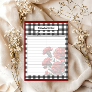 Bloc-note Gingham floral noir et blanc _ Réflexion clinique