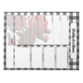 Bloc-note Gingham floral noir et blanc _ Semaine en un coup (Devant)