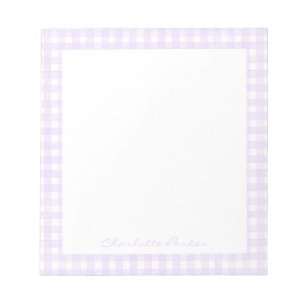 Bloc-note Gingham Lavande Nom Personnalisé